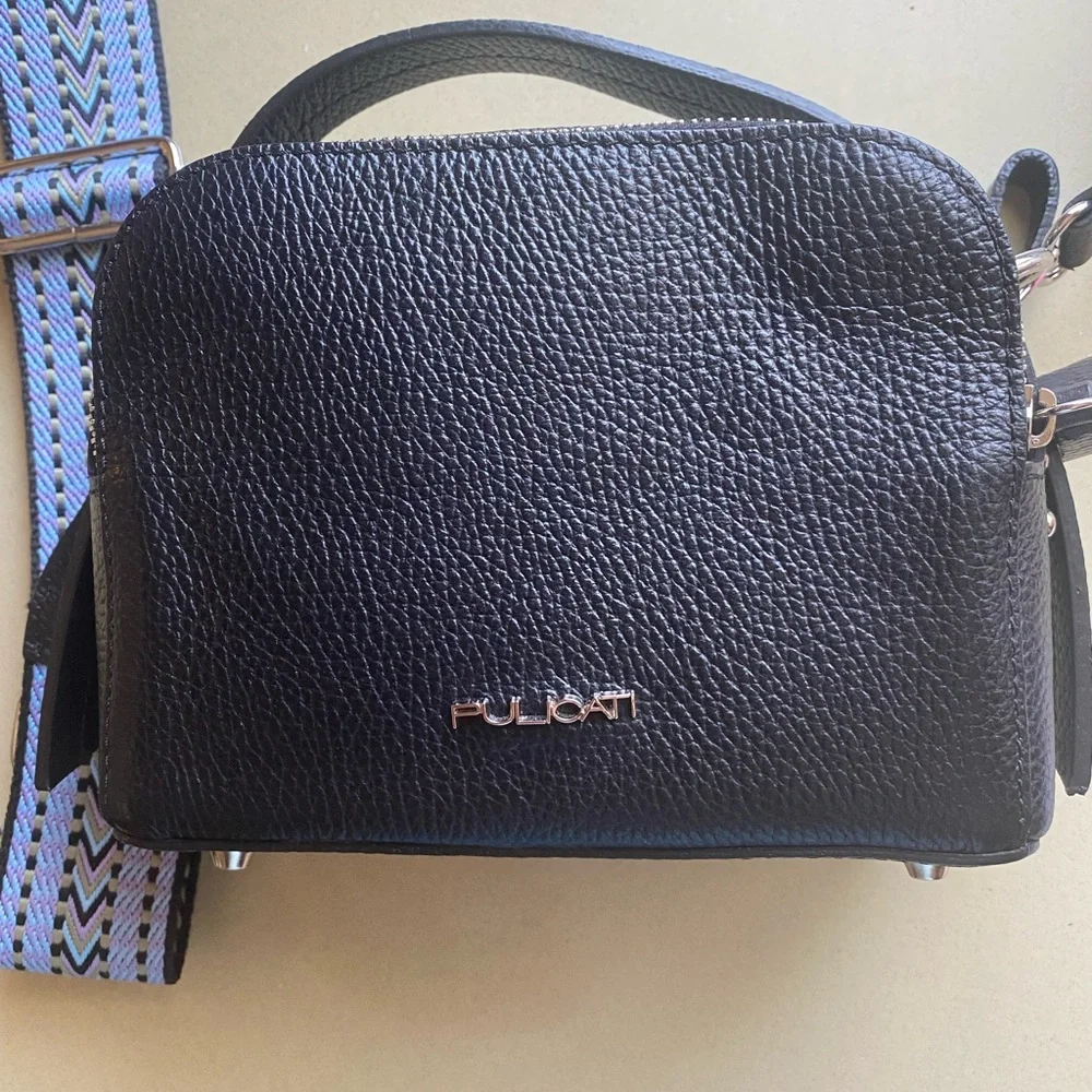 EUC PULICATI genuine leather made in Italy black crossbody/ hand bag - Picture 3 of 16